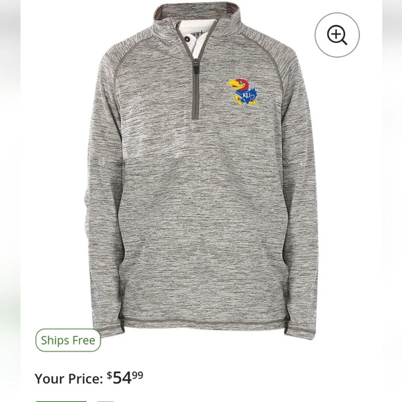 University of Kansas jayhawks youth matthew raglan track jacket quarter zip gray - Picture 1 of 9